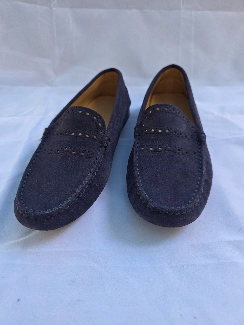 Tod's Blue Suede Slip-On Loafer Flats Perforated EU 38.5The Tod's Blue Suede